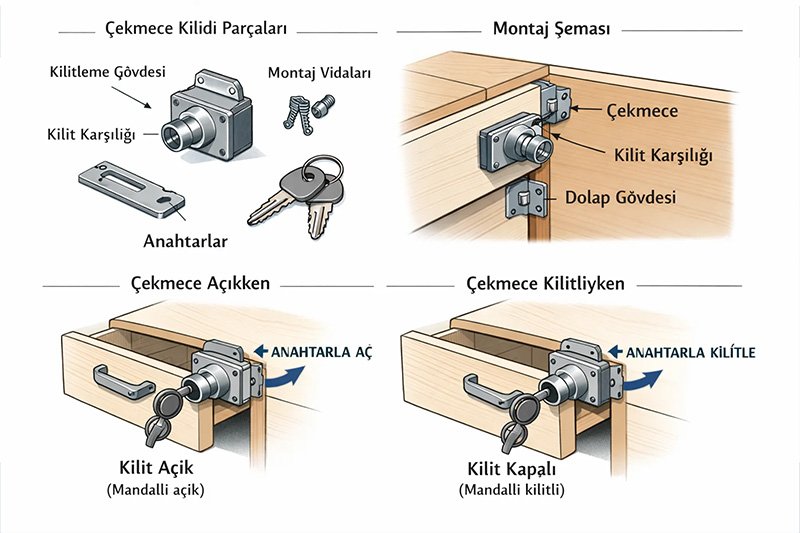 Birbirini Açarlı Çekmece Kilitleri